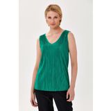 İKİLER V Yaka Pliseli Kolsuz Bluz 024-1056