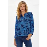 İKİLER V Yaka Uzun Kol Desenli Bluz 234-3008