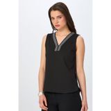 İKİLER Yakası Sim Şeritli Kolsuz Bluz 026-1028