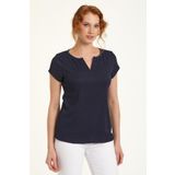 İKİLER Yuvarlak Yakalı Mini Patlı Bluz 023-1063