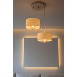İkili Beton Görünümlü Oval Avize Sarkıt Mutfak Salon Oturma Odası Ofis İçin Aydınlatma Beyaz 24 x 24