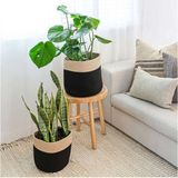 Ikili Dekoratif Jüt Saplı Hasır Sepet Saksı 30 cm ve 25 cm , Dekoratif Saksı ve Havluluk - 30 x 30