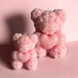 İkili Desenli Gül Kokulu Ayıcık Mum, Pembe