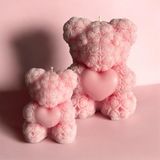 Ikili Desenli Gül Kokulu Ayıcık Mum,pembe - Açık Pembe