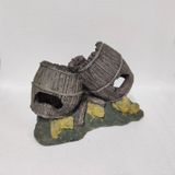 İkili Fıçı Akvaryum Aksesuarı Dekoru 26x19 Cm