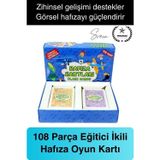 İkili Hafıza Kartları Çocuk Eğitici Eşleştirme Oyun Seti Zeka Gelişim Algı Dikkat Oyunu 108 Kart