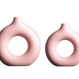 İkili Halka Vazo Set Açık Pembe