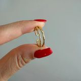 İkili İnce Taşlı Serçe Parmak Yüzüğü --Gold