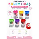 İkili Kalemtraş 6 Adet Redapple 3016 Kalpli Hazneli Çift Bıçaklı Kalem Açacağı Plastik Kalemtıraş Kalem Traş Okul Sınıf