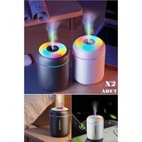İki'li LED Işıklı USB Ultrasonik Hava Nemlendirici ve Koku Makinesi