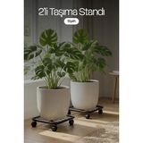 Ikili Metal Tekerlekli Çok Amaçlı Taşıma Standı Çiçek, Damacana, Tüp Altlığı, Ağır Y�