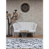 İkili Papatya Çay Seti Koltuk Krom Sivriltme Ayak, Balkon, Salon, Ofis, Koltuk Takımı, İkili Berjer Krem Renk Tek Ebat Beden