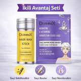 İkili Saç Bakım Seti – Hair Wax Stick Saç Şekillendirici + Keratin, E Vitamini & Hindistan Cevizi Yağlı Bone Maske | Besleyici & Nemlendirici