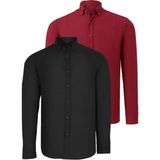 Ikili Set G721 Dewberry Erkek Gömlek-Siyah-Bordo - XL