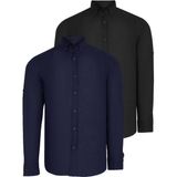Ikili Set G721 Dewberry Erkek Gömlek-Siyah-Lacivert - XL