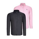 İKİLİ SET G725 DEWBERRY ERKEK GÖMLEK-SİYAH-PEMBE