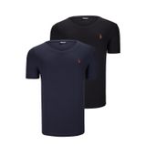 İKİLİ SET T8568 DEWBERRY V YAKA ERKEK T-SHIRT-KOYU SİYAH-KOYU LACİVERT
