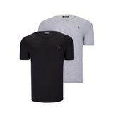 İKİLİ SET T8568 DEWBERRY V YAKA ERKEK T-SHIRT-SİYAH-GRİ