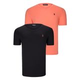 İKİLİ SET T8568 DEWBERRY V YAKA ERKEK T-SHIRT-SİYAH-TURUNCU
