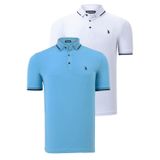 İKİLİ SET T8586 DEWBERRY ERKEK T-SHIRT-BEYAZ-AÇIK MAVİ