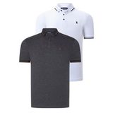 İKİLİ SET T8586 DEWBERRY ERKEK T-SHIRT-BEYAZ-ANTRASİT