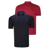 İKİLİ SET T8586 DEWBERRY ERKEK T-SHIRT-BORDO-LACİVERT