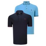 İKİLİ SET T8586 DEWBERRY ERKEK T-SHIRT-LACİVERT-AÇIK MAVİ