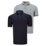 İKİLİ SET T8586 DEWBERRY ERKEK T-SHIRT-LACİVERT - GRİ