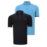İKİLİ SET T8586 DEWBERRY ERKEK T-SHIRT-SİYAH-AÇIK MAVİ