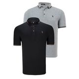 İKİLİ SET T8586 DEWBERRY ERKEK T-SHIRT-SİYAH-GRİ