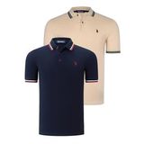 İKİLİ SET T8594 DEWBERRY ERKEK T-SHIRT-LACİVERT-BEJ