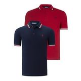 İKİLİ SET T8594 DEWBERRY ERKEK T-SHIRT-LACİVERT- BORDO