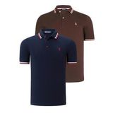 İKİLİ SET T8594 DEWBERRY ERKEK T-SHIRT-LACİVERT- KAHVE