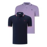 İKİLİ SET T8594 DEWBERRY ERKEK T-SHIRT-LACİVERT-LİLA
