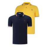 İKİLİ SET T8594 DEWBERRY ERKEK T-SHIRT-LACİVERT-SARI