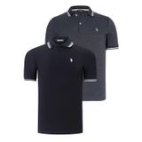 İKİLİ SET T8594 DEWBERRY ERKEK T-SHIRT-SİYAH-ANTRASİT