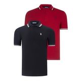 İKİLİ SET T8594 DEWBERRY ERKEK T-SHIRT-SİYAH-BORDO