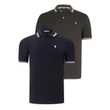 İKİLİ SET T8594 DEWBERRY ERKEK T-SHIRT-SİYAH-HAKİ
