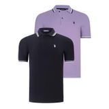 İKİLİ SET T8594 DEWBERRY ERKEK T-SHIRT-SİYAH-LİLA