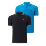 İKİLİ SET T8594 DEWBERRY ERKEK T-SHIRT-SİYAH-MAVİ