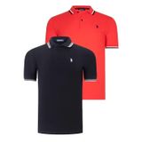 İKİLİ SET T8594 DEWBERRY ERKEK T-SHIRT-SİYAH-NAR