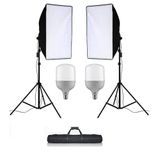 ikili Softbox Set 50x70 cm Ürün Çekimi Moda Reklam Cast İçin Güçlü 50 wat Led Ampullü Sürekli Işık
