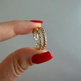 İkili Taşlı Altıgen Serçe Parmak Yüzüğü -Gold