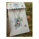 İkili Taşlı Hello Kitty Çift Arkadaşlık Kolyesi – Unisex Metal Zincirli Sevimli Tasarım