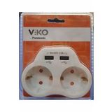 İKİLİ TOPRAKLI VE USB ÇIKIŞLI FİŞ/PRİZ (1A) VK
