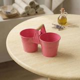 Ikiz Saksılık Metal 10 cm - Dekoratif Çiçeklik Kova ve Çok Amaçlı Düzenleyici (Pembe) - Çok Renkli