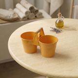 İkiz Saksılık Metal 10 cm - Dekoratif Çiçeklik Kova ve Çok Amaçlı Düzenleyici (Sarı)