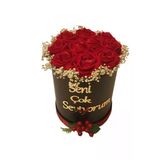 İklim Flowers Silindir Kutuda Gerçek Görünümlü Yapay Kadife Gül Kız Isteme Buketi