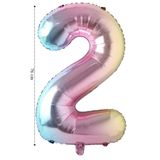 ikm balon Folyo Balon 2 Rakamı Helyum Balon 76 Cm Gökkuşağı - Doğum Günü Parti Seti Malzemeleri - 2 Yaş Balonu