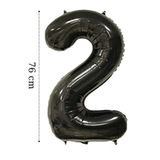 ikm balon Folyo Balon 2 Rakamı Helyum Balon 76 Cm Siyah Renk - 2 Yaş Balonu - Doğum Günü Parti Seti Malzemeleri
